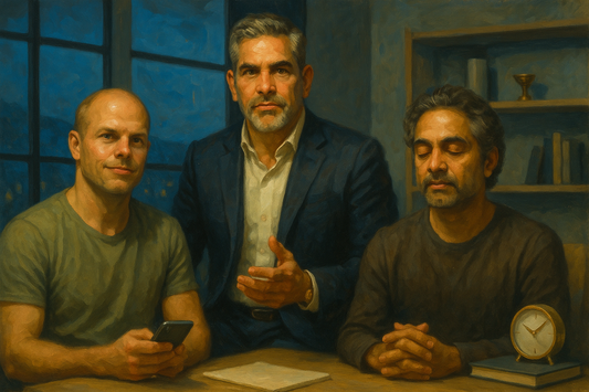 Premium Canvas Print, ArtWork A2014, "The Modern Philosophers" - Ferriss, Cardone, & Ravikant Portrait, Inspirational Art