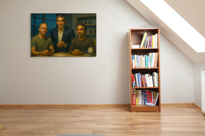 Premium Canvas Print, ArtWork A2014, "The Modern Philosophers" - Ferriss, Cardone, & Ravikant Portrait, Inspirational Art