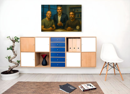 Premium Canvas Print, ArtWork A2014, "The Modern Philosophers" - Ferriss, Cardone, & Ravikant Portrait, Inspirational Art